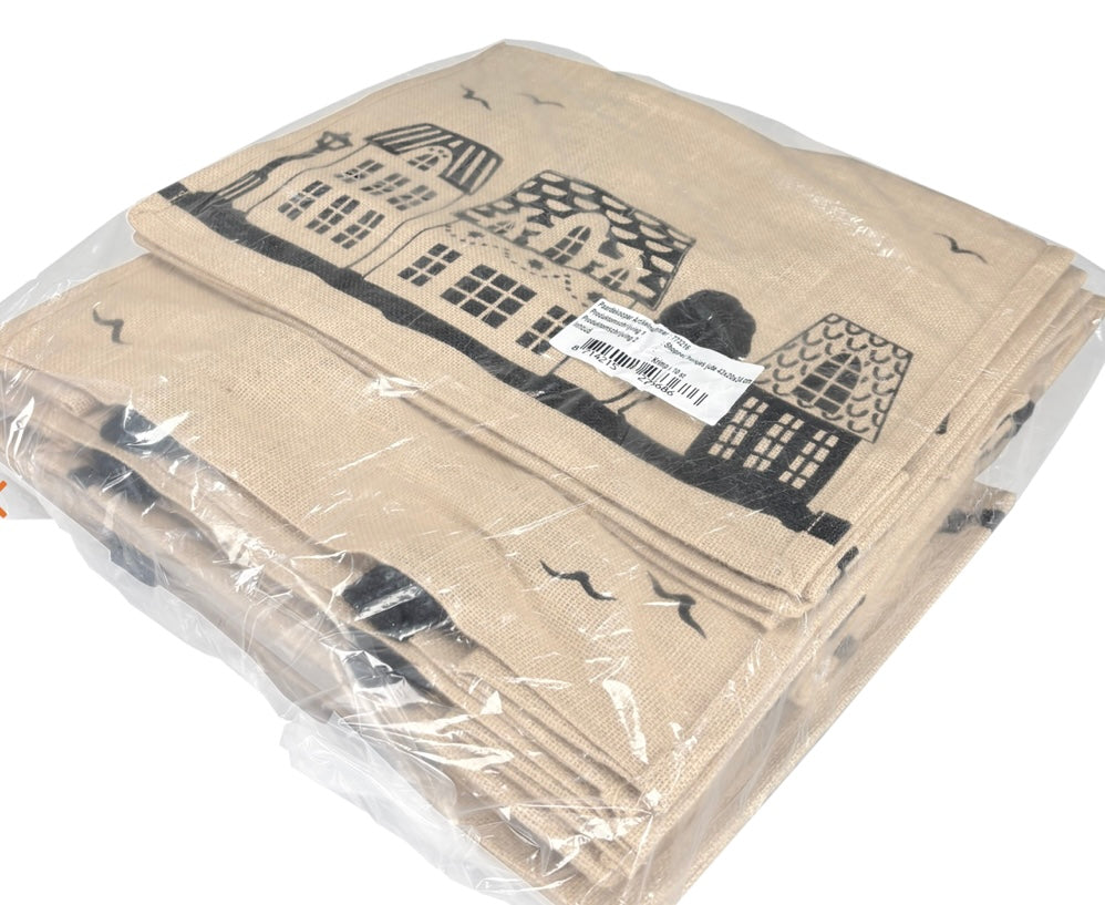 Jute shopper “huisjes” SET VAN 20