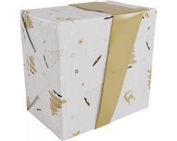 Geschenkpapier op rol 50 cm x 200m, 80gr/m grijs/creme/goud “Wonderfull Time”