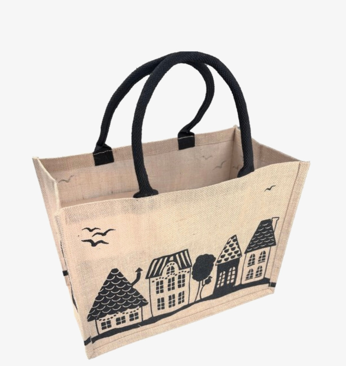 Jute shopper “huisjes”  1 stuk
