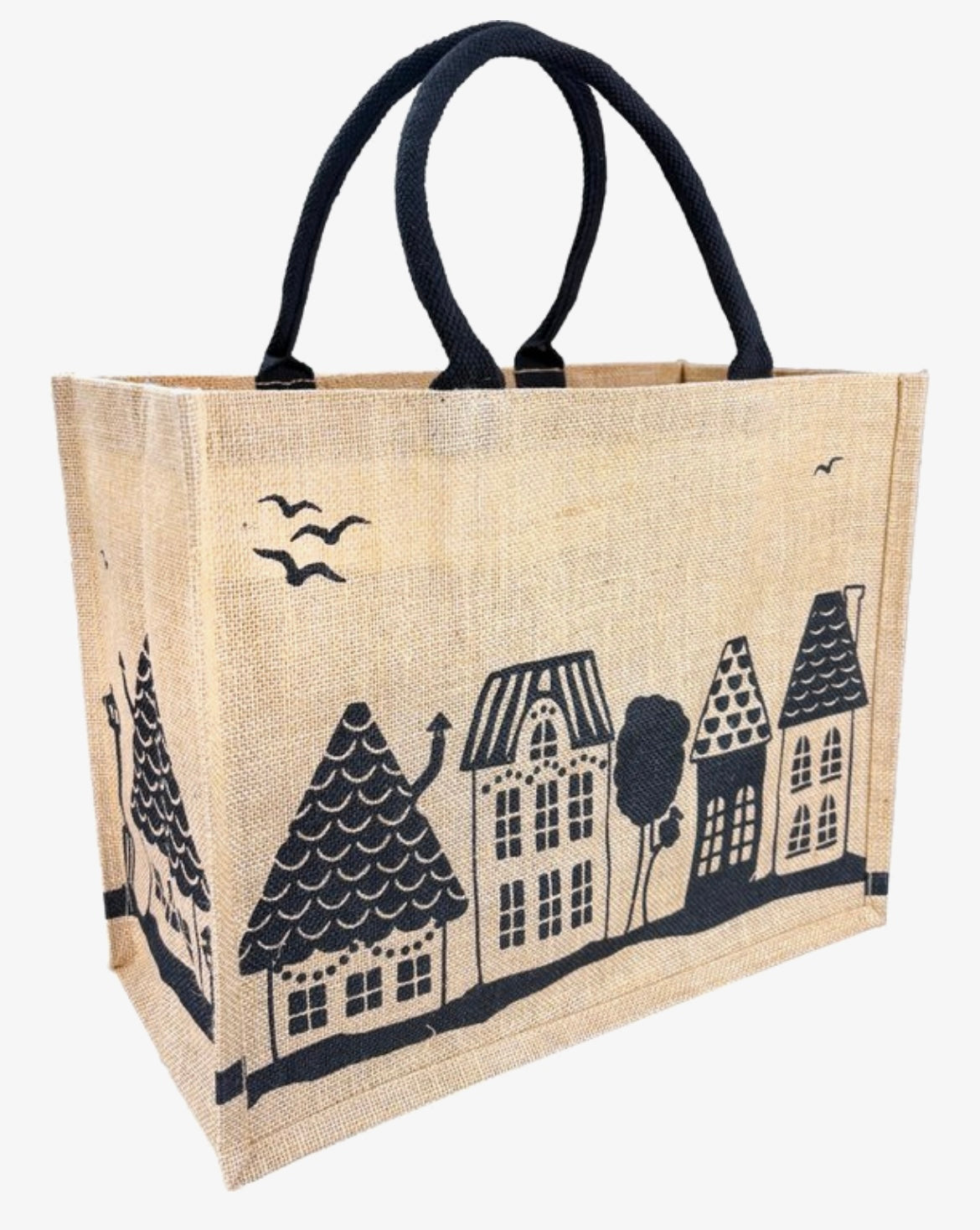Jute shopper “huisjes”  1 stuk