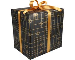 Geschenkpapier op rol 30cm x 200m 80gr/m zwart/goud Strikken
