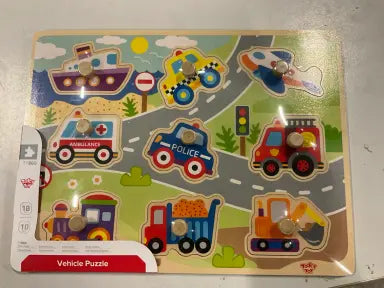Tooky Toy houten inlegpuzzel voertuigen